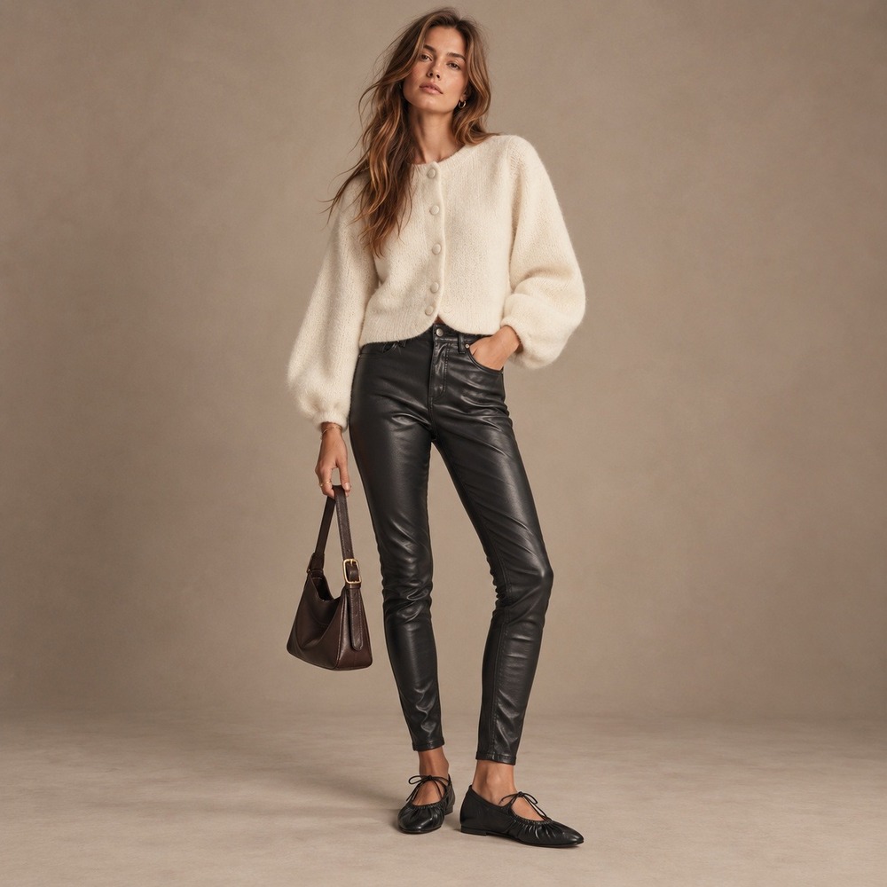 Free People Faux Leather Moto Skinny Pants High Rise Black Sz 29